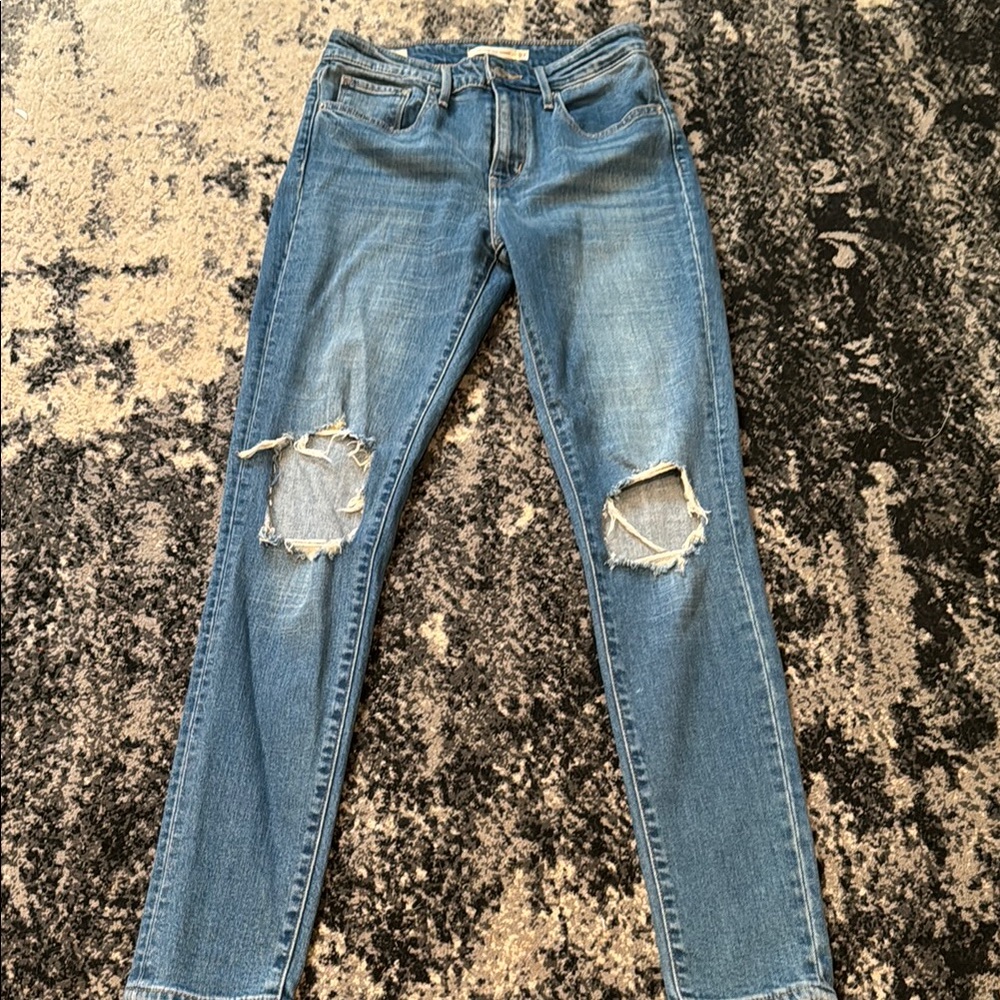 Distressed Blue Jeans